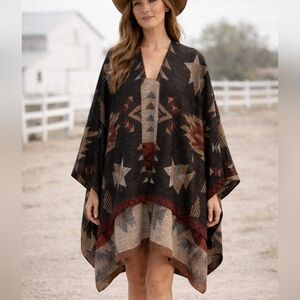 CALIFORNIA MoonRise Southwestern Pattern CAPE - Black and Brown